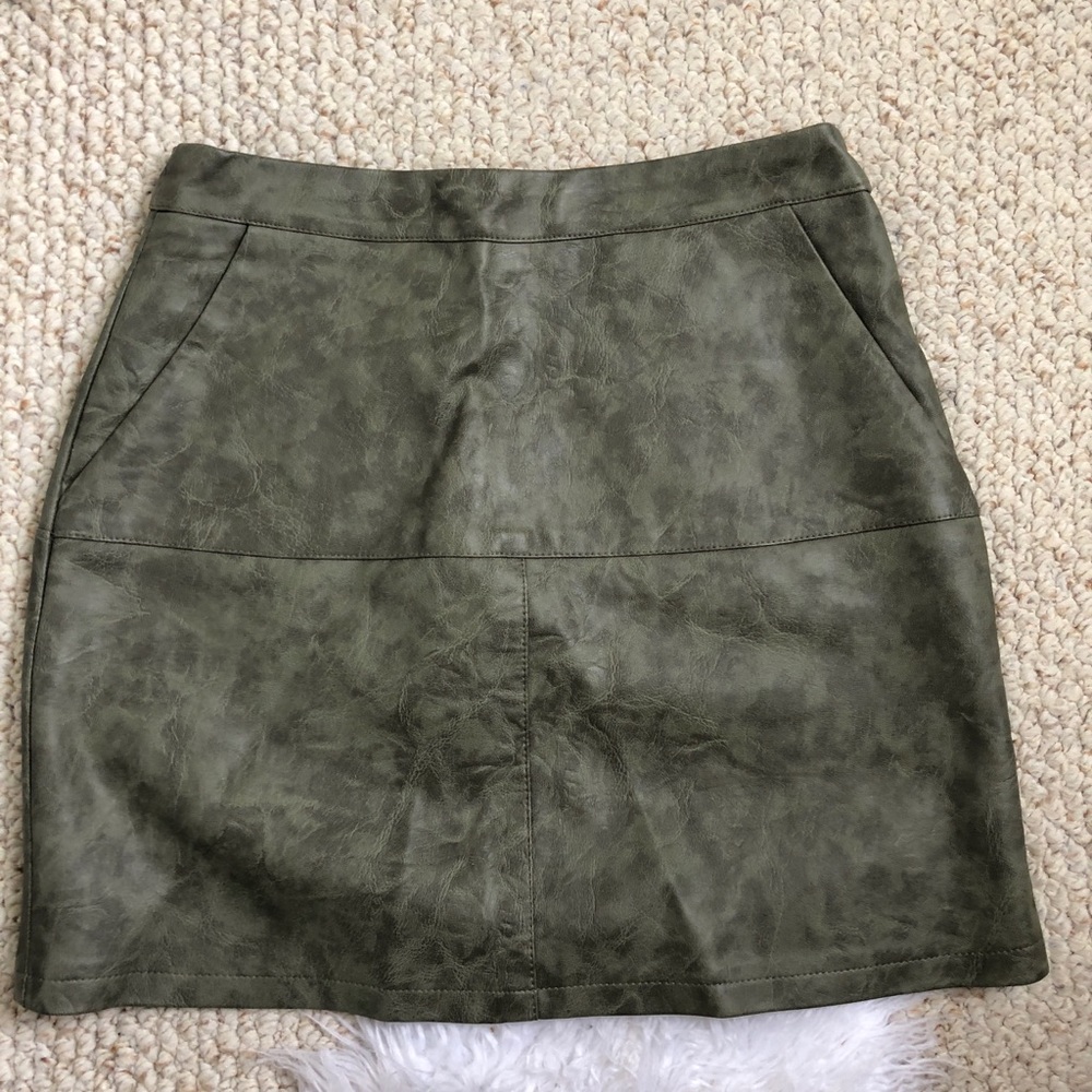 Green Leather Mini Skirt